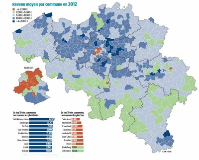Revenu moyen par commune en 2012
