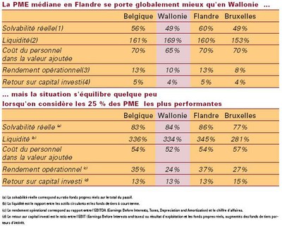 Stucture financière PME wallonnes