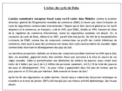 L'échec du cycle de Doha
