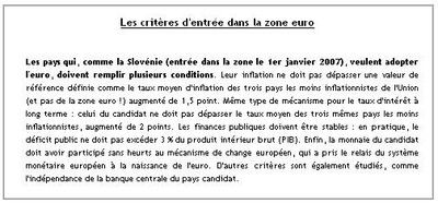 Les critères d'entrée dans la zone euro